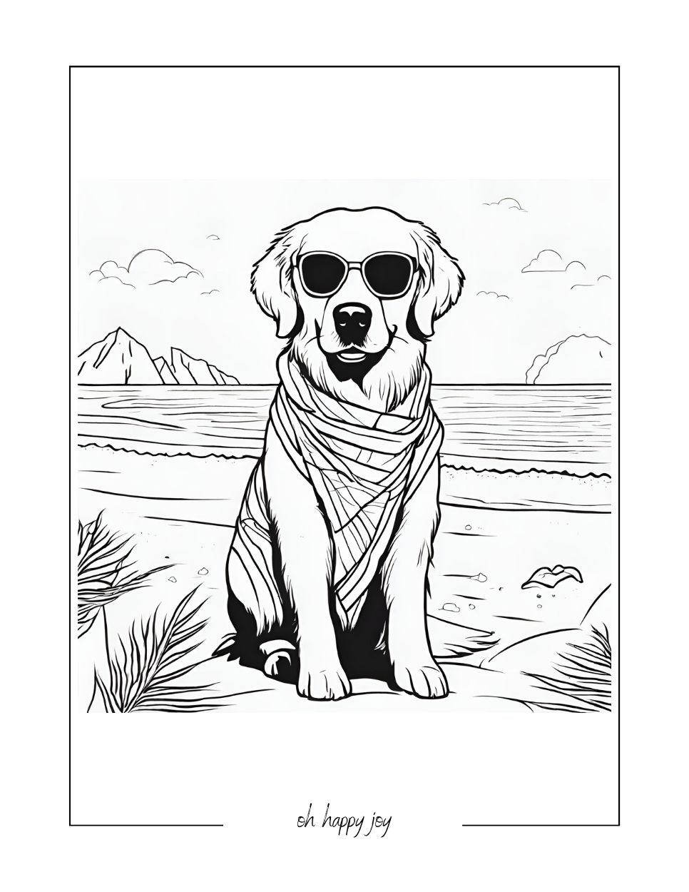 cool golden retriever coloring page