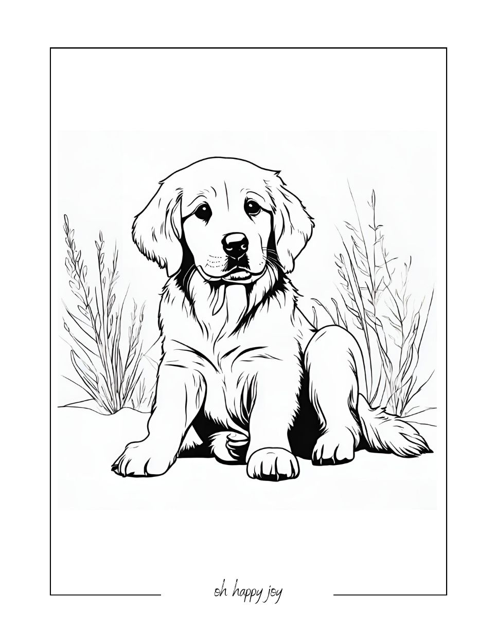 cute golden retriever coloring page