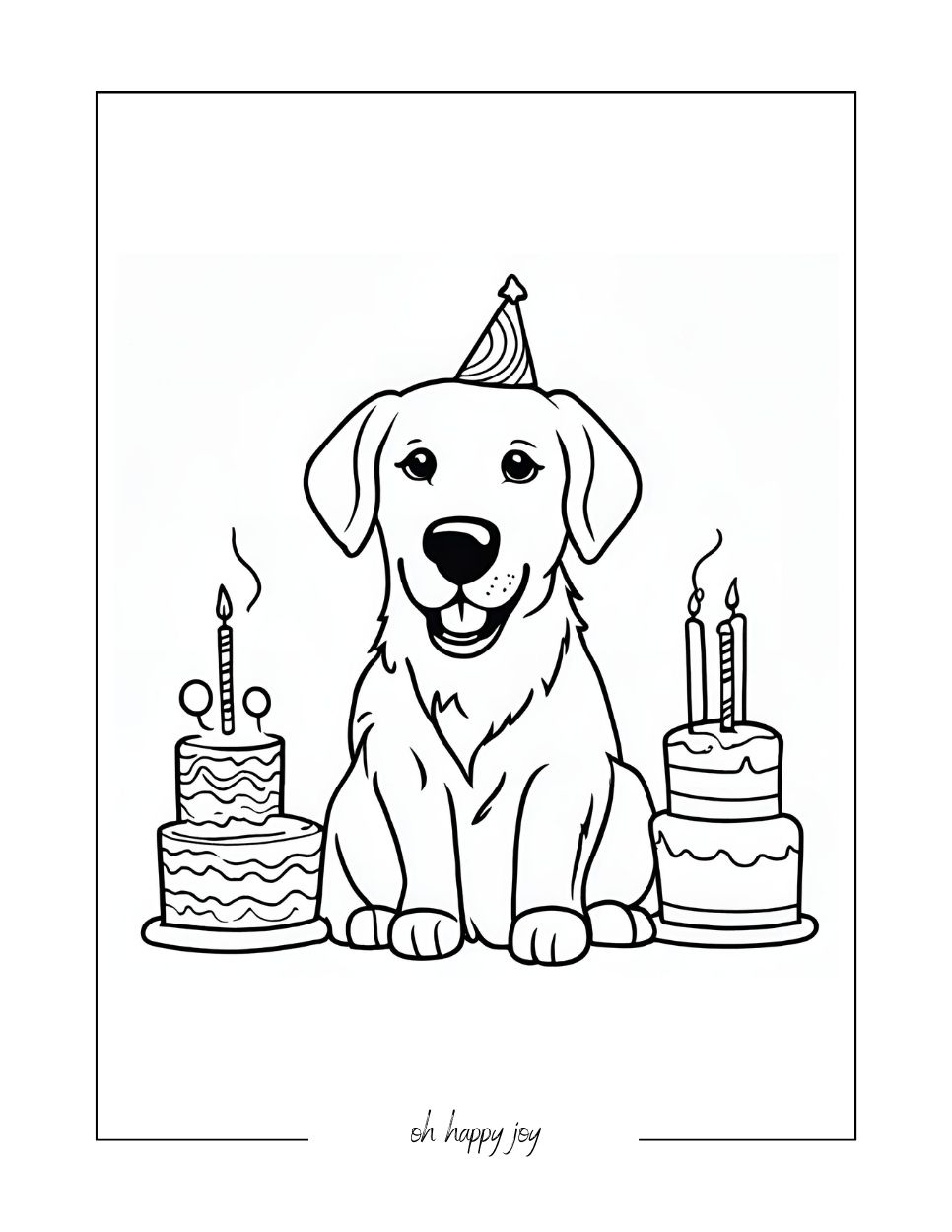 golden retriever birthday coloring page