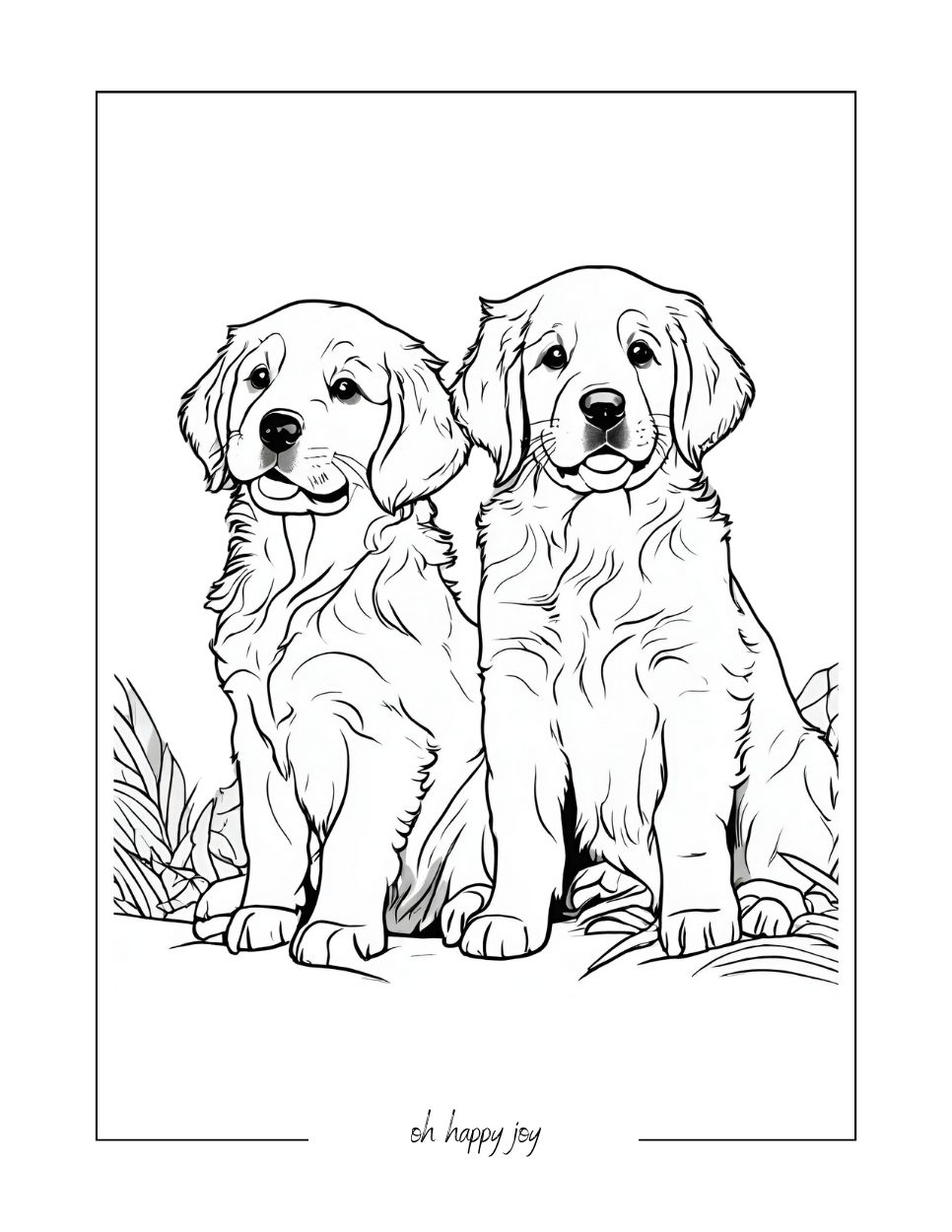 golden retriever pups coloring page