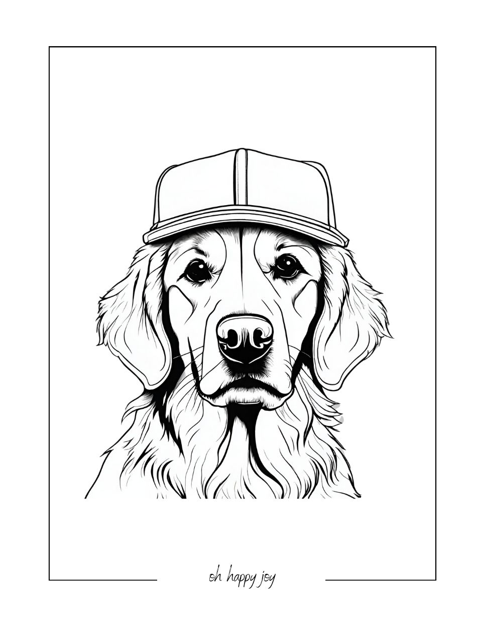 golden retriever with cap coloring page