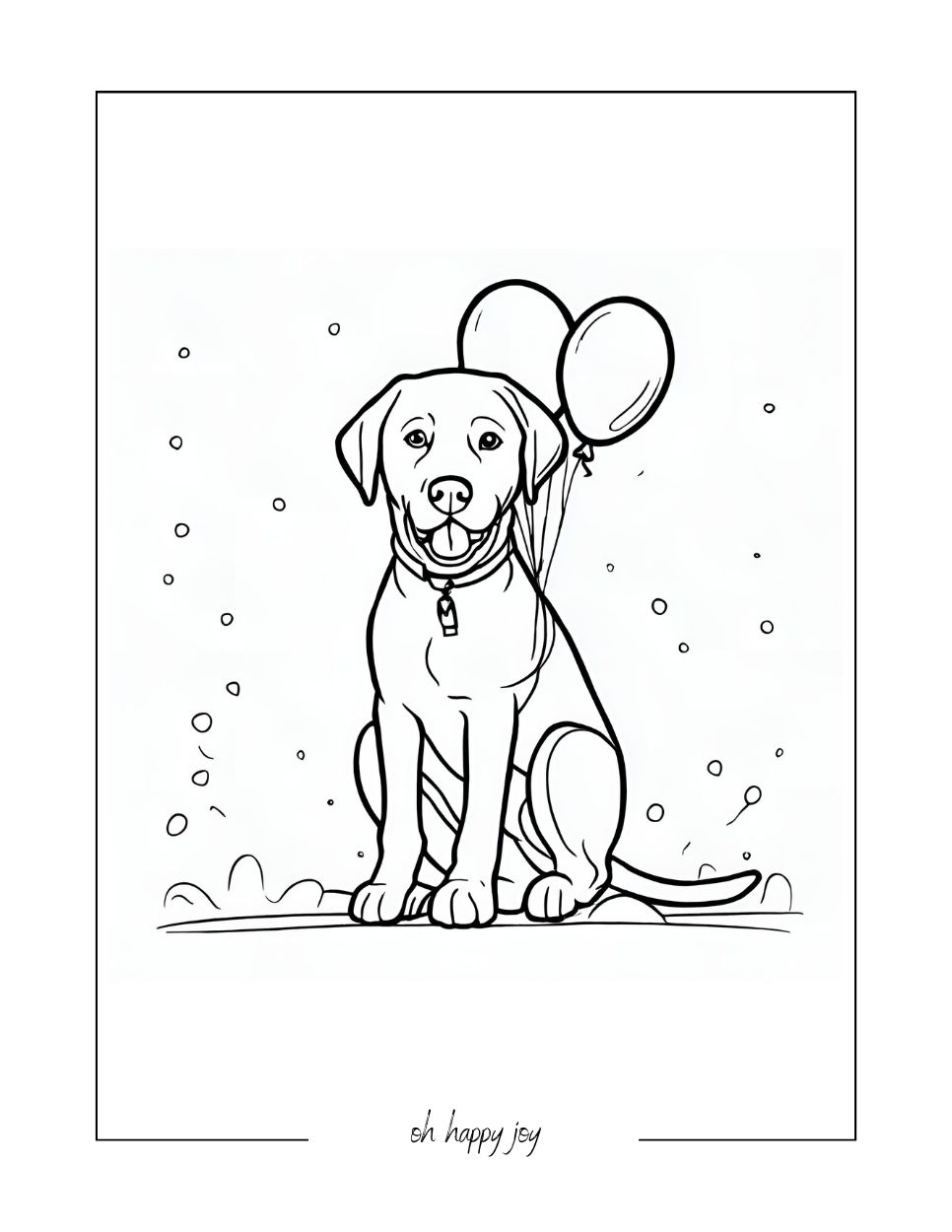 labrador retriever balloons coloring page