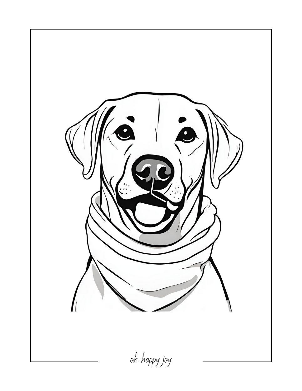 labrador retriever with a scarf coloring page