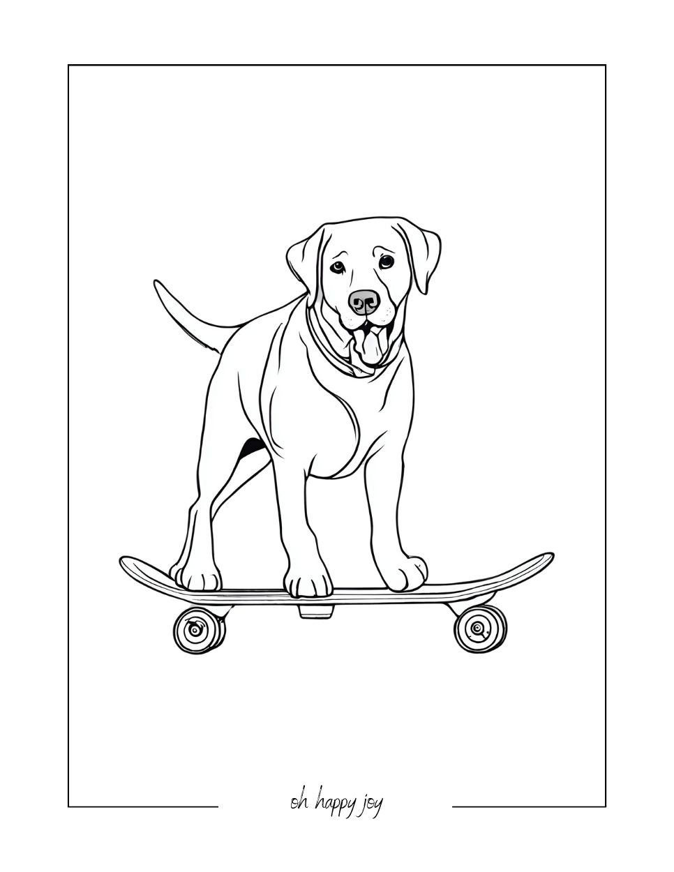 skating labrador retriever coloring page