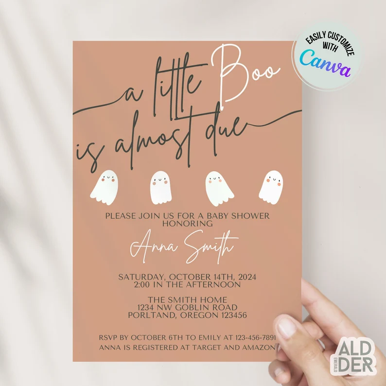 Little Boo Due Soon - Baby Shower Invitation