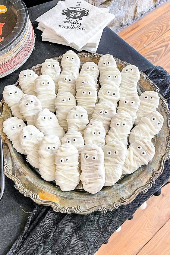 Mummy Wrapped Snacks - Mummy Cookies for Baby Shower