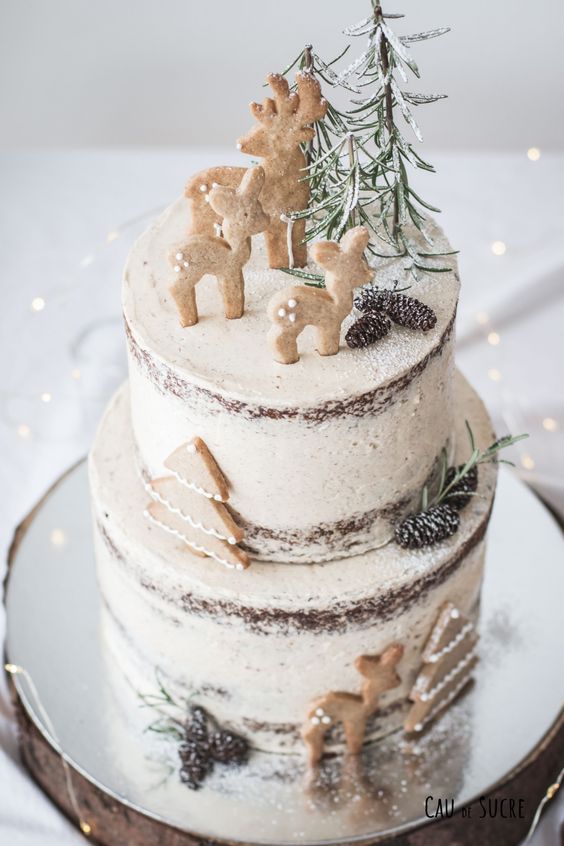 Woodland Theme Winter Baby Shower Cake