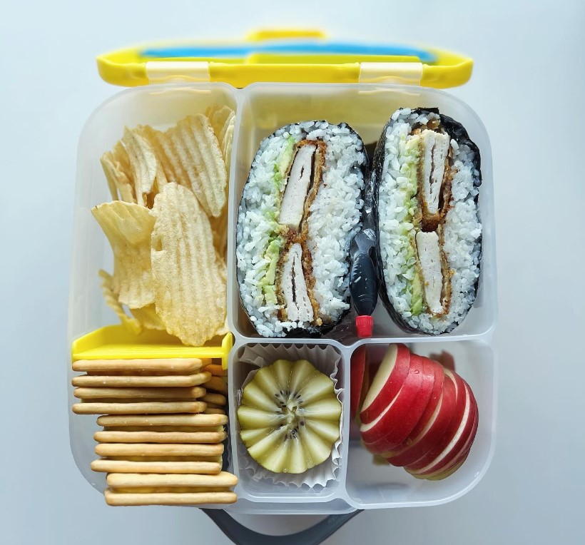 Chicken Katsu Onigiri Kids Bento Lunch Box for School